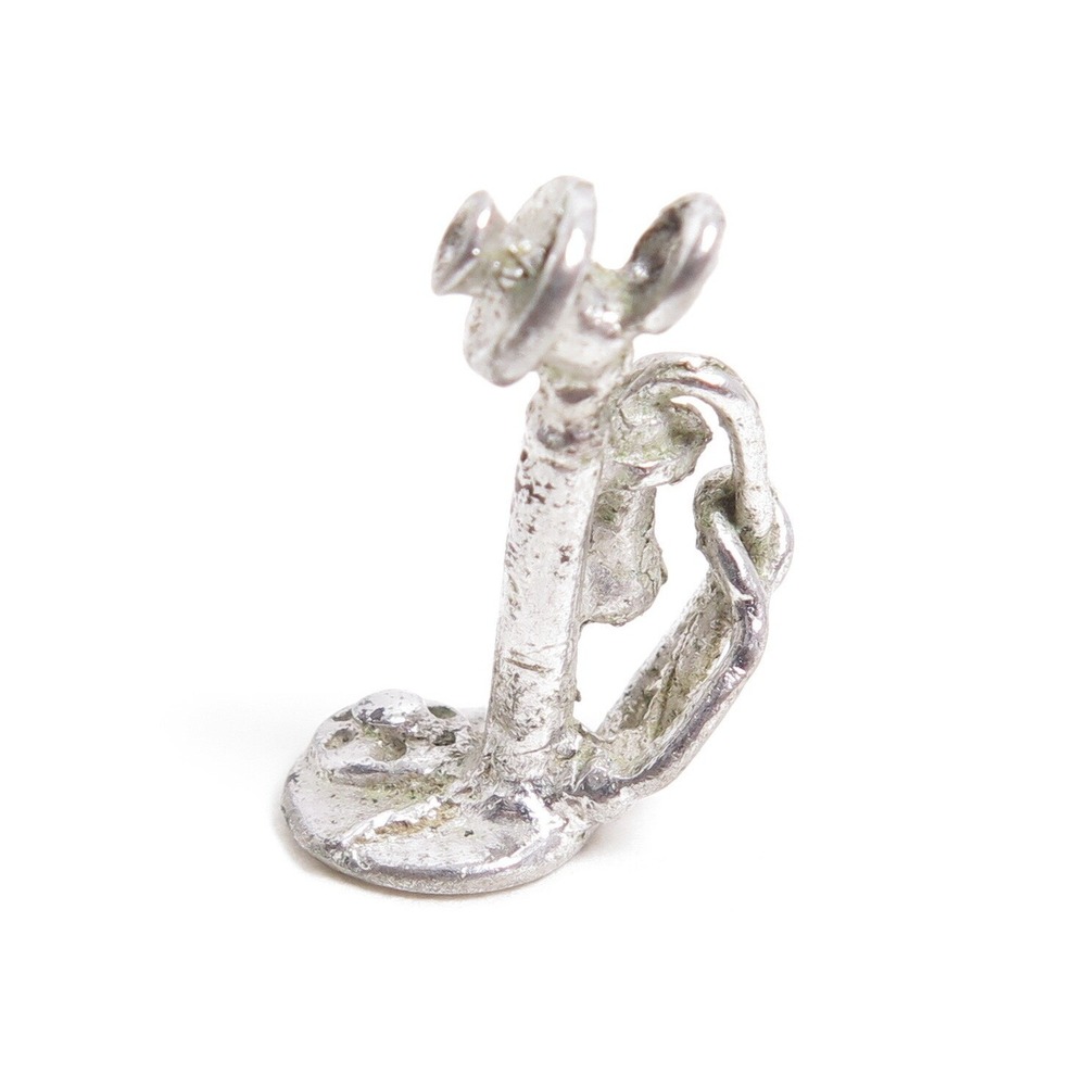 VINTAGE STERLING SILVER 925 ANTIQUE‎ STYLE TELEPHONE CHARM NECKLACE PENDANT